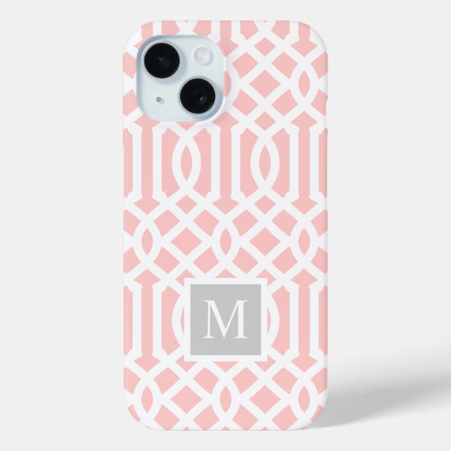 Coques Case-Mate iPhone Monogramme de Trellis rose et gris | Couleurs modi (Verso)