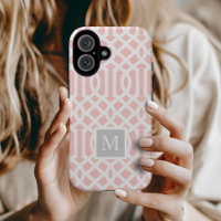 Monogramme de Trellis rose et gris | Couleurs modi