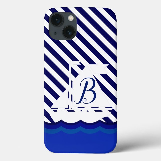 Coques Case-Mate iPhone Monogramme de voilier moderne personnalisé (Verso)
