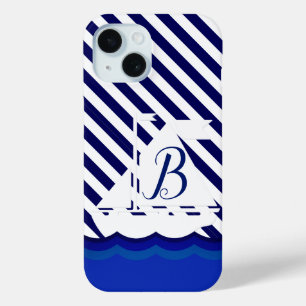 Coque Case-Mate iPhone Monogramme de voilier moderne personnalisé