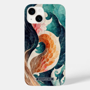 Coque Case-Mate iPhone Monogramme d'échelle de dragon de vague japonaise