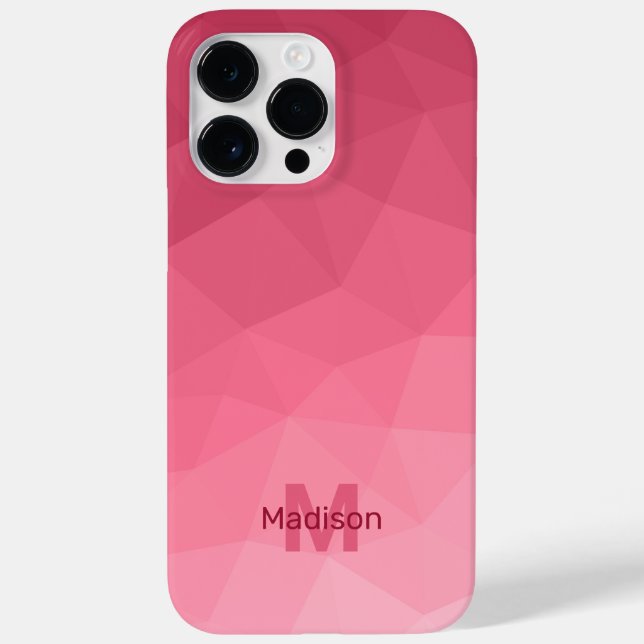 Coques Case-Mate iPhone Monogramme dégradé rose géométrique en maille (Verso)