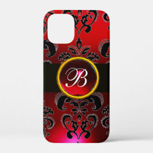 Case-Mate iPhone Case MONOGRAMME D'ENDOMMAGÉE NOIR ET ROUGE, Ruby