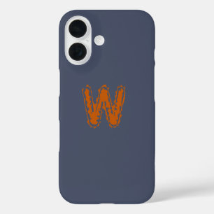 Coque Pour iPhone 16 Monogramme déplaisant avec collision orange sur bl