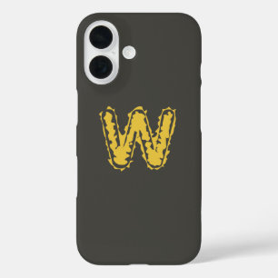 Coque Pour iPhone 16 Monogramme déplaisant Moody Jaune sur gris foncé