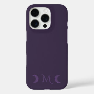 Coque iPhone 16 Pro Monogramme des lunes de croissant de violet poussi