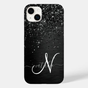 Coque Case-Mate iPhone Monogramme d'étincelle à Parties scintillant noire