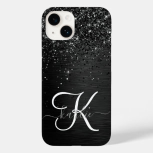 Coque Case-Mate iPhone Monogramme d'étincelle à Parties scintillant noire