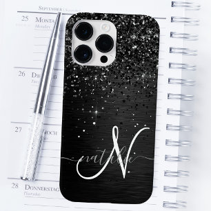 Coque Case-Mate iPhone Monogramme d'étincelle à Parties scintillant noire