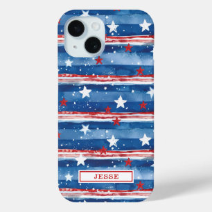 Coque Case-Mate iPhone Monogrammé d'étoiles et de bandes patriotiques