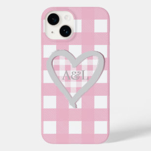 Coque Case-Mate iPhone Monogramme Deux initiales Buffle rose Coeur de con