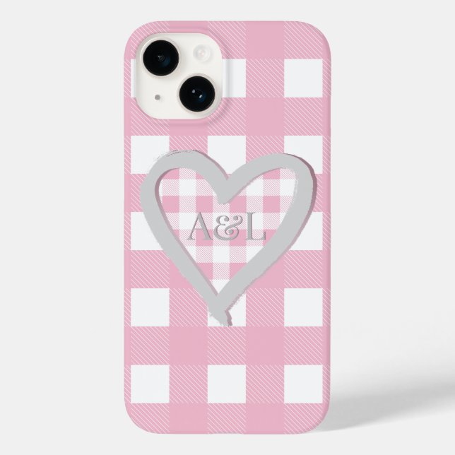 Coques Case-Mate iPhone Monogramme Deux initiales Buffle rose Coeur de con (Verso)
