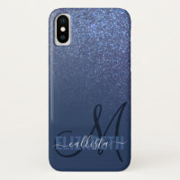 Monogramme diagonal de Parties scintillant bleue d