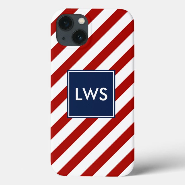 Coques Case-Mate iPhone Monogramme Diagonale Bleu Rouge (Verso)