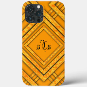 Etui iPhone 13 Pro Max Monogramme Diamants Orange Moderne
