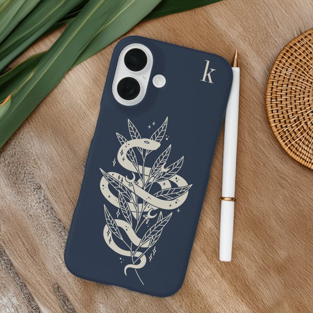 Coques Case-Mate iPhone Monogramme d'illustration de serpent botanique mys (Créateur téléchargé)