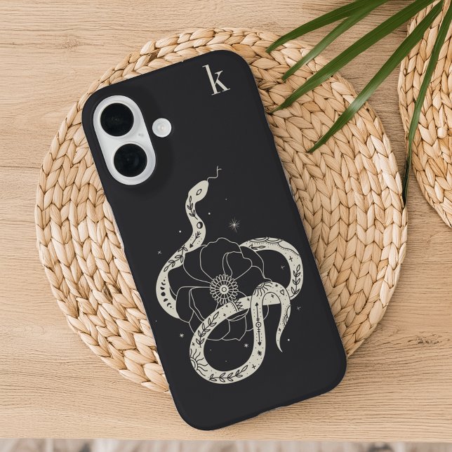 Coques Case-Mate iPhone Monogramme d'illustration de serpent botanique mys (Créateur téléchargé)