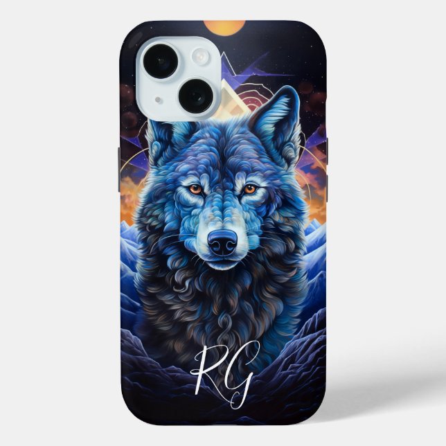 Coques Case-Mate iPhone Monogramme d'Imaginaire Visionnaire de loup mystiq (Verso)