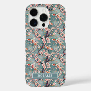 Coque iPhone 16 Pro Monogramme d'impression de poisson Koi Sakura japo