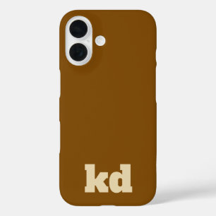 Coque Pour iPhone 16 monogramme d'initiales marron & beige