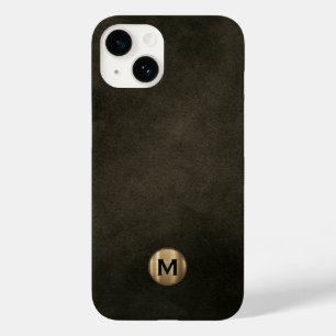 Coque Case-Mate iPhone Monogramme d'or brossé noir moderne