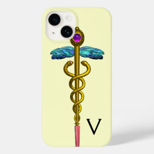 Coques Pour iPhone MONOGRAMME D'OR CADUCÉ, Blanc