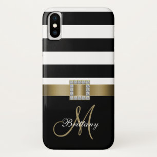 Coque Case-Mate iPhone Monogramme d'or Gras noir personnalisé