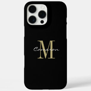 Coque iPhone 16 Pro Max Monogramme d'or initial et nom personnalisé