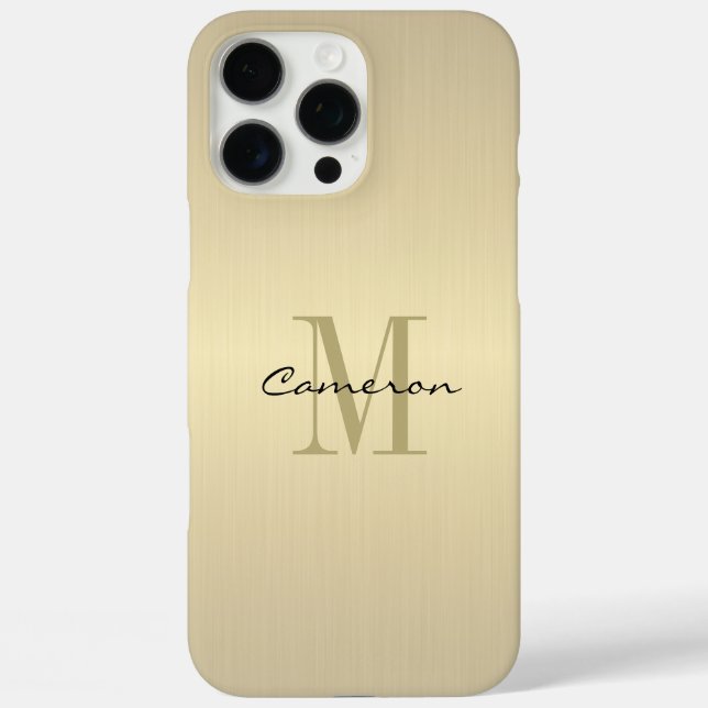 Coques Case-Mate iPhone Monogramme d'or initial et nom personnalisé (Verso)