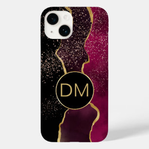 Coque Case-Mate iPhone Monogramme d'or marron Abstrait moderne