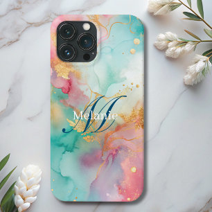 Case-Mate iPhone Case monogramme d'or rose moderne