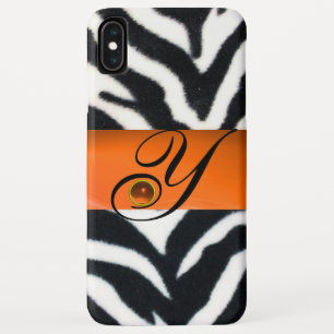 Case-Mate iPhone CASE MONOGRAMME D'ORANGE JAUNE DE FOUR ZEBRA BLANC NOIR