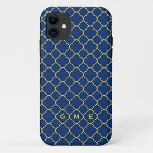 Etui iPhone Case-Mate Monogramme du jaune 3 de marine de motif de trèfl