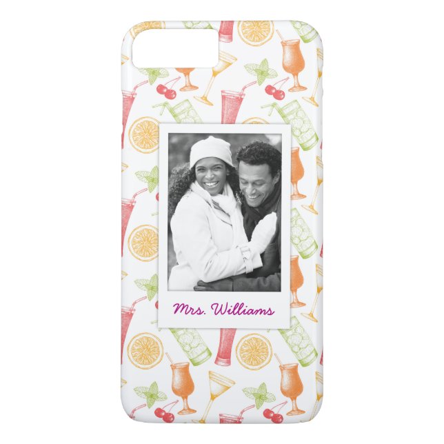 Coques Case-Mate iPhone Monogramme du motif | de croquis de cocktail (Dos)