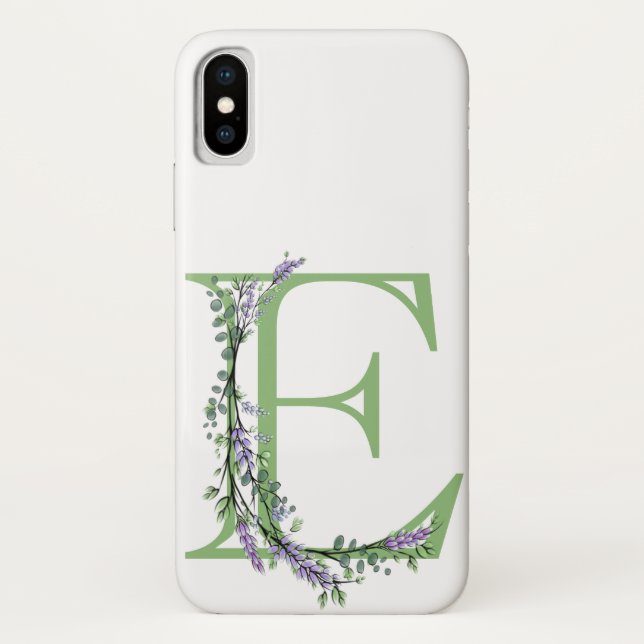 Coques Case-Mate iPhone Monogramme E Lavande Eucalyptus (Dos)