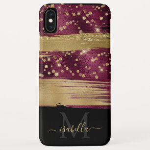 Case-Mate iPhone Case Monogramme écriture pailleté or Bourgogne amusant