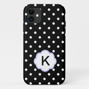 Case-Mate iPhone Case Monogramme élégant à pois noirs et blancs