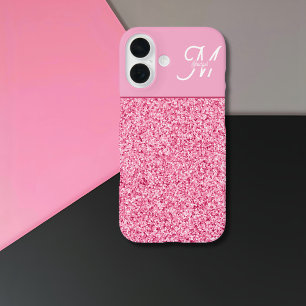 Coque Pour iPhone 16 Monogramme élégant avec script de nom à paillettes