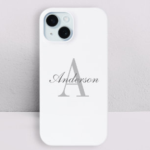 Coque Case-Mate iPhone Monogramme élégant blanc et gris