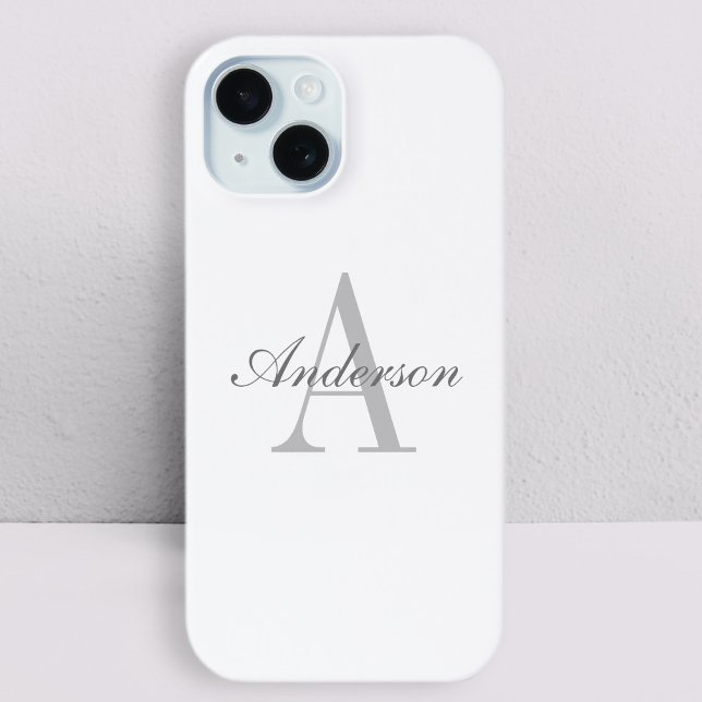Coques Case-Mate iPhone Monogramme élégant blanc et gris (Créateur téléchargé)