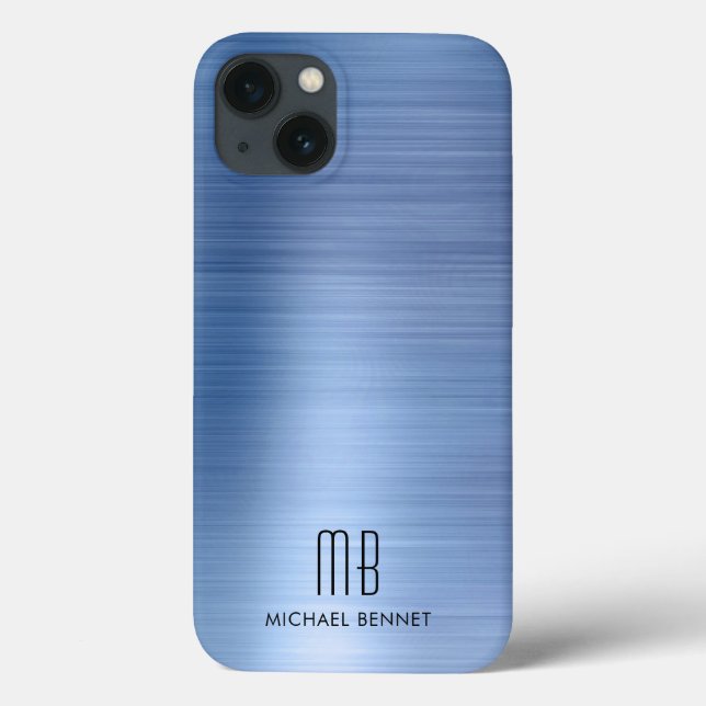 Coques Case-Mate iPhone Monogramme élégant bleu (Verso)