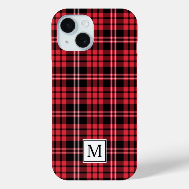 Coques Case-Mate iPhone Monogramme élégant carreaux rouges (Verso)