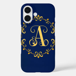 Coque Pour iPhone 16 Monogramme élégant de la lettre A en or