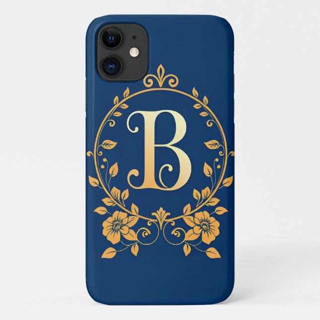 Coques Case-Mate iPhone Monogramme élégant de la lettre B en or (Dos)