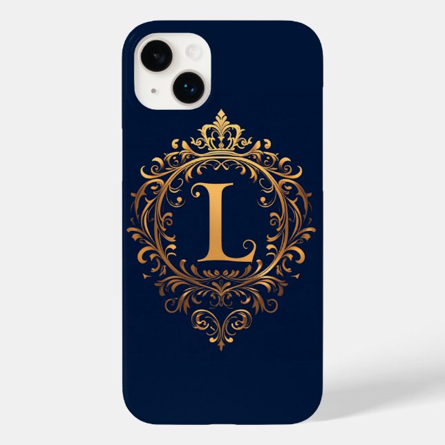 Coques Case-Mate iPhone Monogramme élégant de la lettre L en or (Verso)