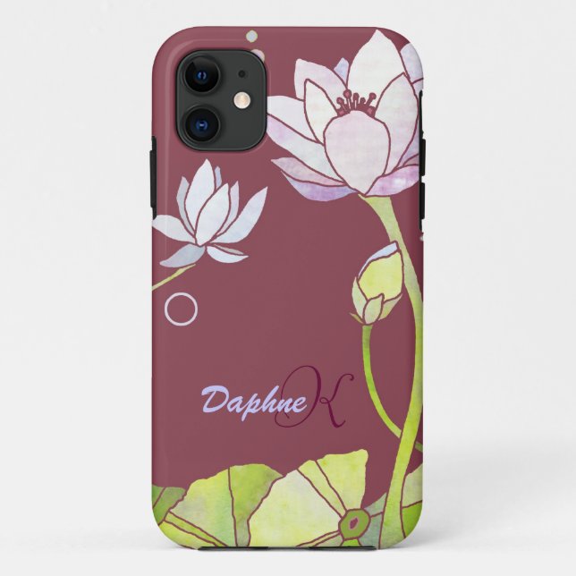 Coques Case-Mate iPhone Monogramme élégant de Lotus (Dos)