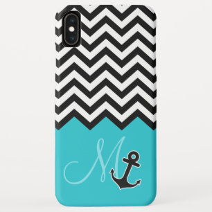 Case-Mate iPhone Case Monogramme élégant de motif bleu de Chevron d'Aqua