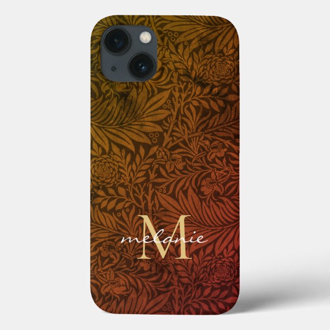 Coques Case-Mate iPhone Monogramme élégant de motif botanique boho en terr (Verso)