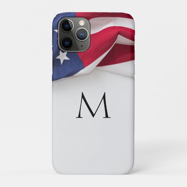 Coques Case-Mate iPhone Monogramme Élégant du Drapeau Américain Initial (Dos)