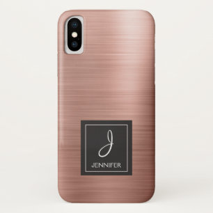 Case-Mate iPhone Case Monogramme élégant en métal rose Rose Rose